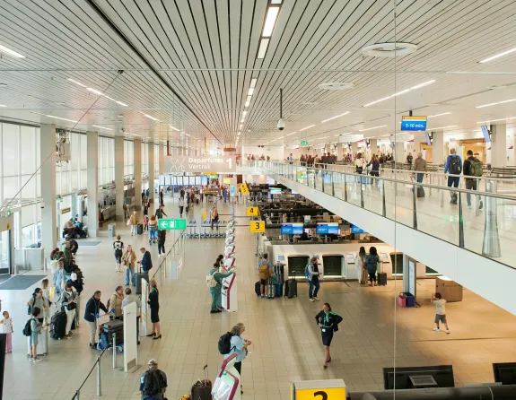 Departure hall at Schiphol Airport