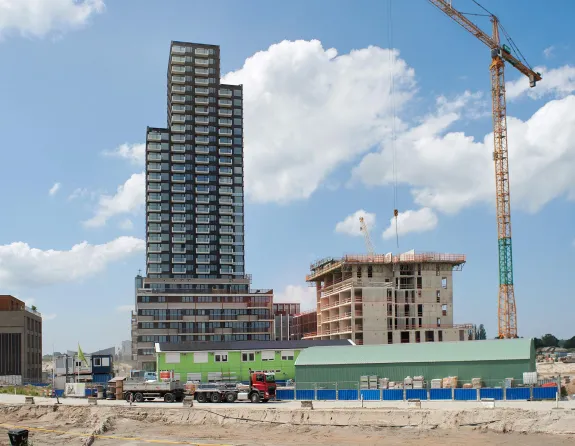 Construction site with crane